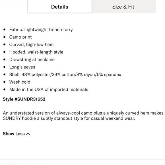 Evereve Sundry Hoodie Camouflage XS Gray Oatmeal Silver Small Medium Sweatshirt - Picture 5 of 7